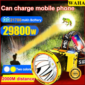 WAHA 【Can charge your phone】T918 flashlight rechargeabl waterproof headlamp rechargeable water proof headlamp flashlight头灯可以给手机充电 lampu kepala paling terang