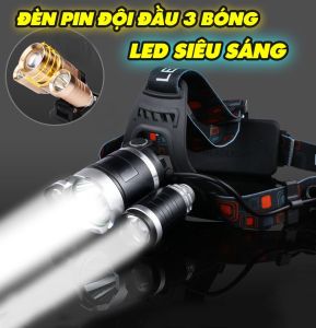 Đèn đội đầu 3 bóng net siêu sáng CHỐNG NƯỚC với 4 chế độ ánh sáng tặng kèm 2 pin sạc dung lượng tích điện lớn. có sỉ