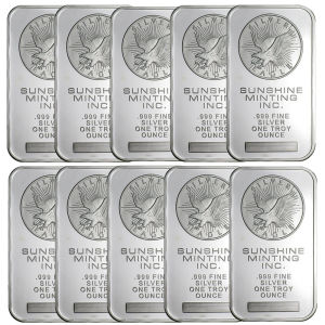 【discount store】1 Oz Sunshine Minting Silver Bar American Silver Bullion No Magnetic Silvering Bar