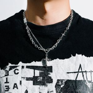 (HCM)Vòng Cổ Nam Nữ Hiphop Hình Chữ Thập Hai Lớp Phong Cách Lạnh Lùng Cá Tính VCCHUTHAPHIPHOP6