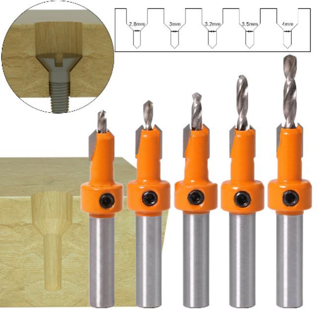 Mũi khoan âm vít gỗ đa năng - mũi khoan mồi âm vít 2 tầng đầu lỗ 3mm đến 8mm