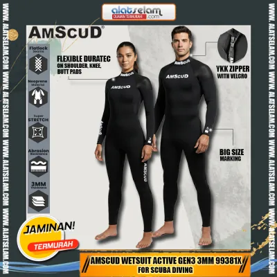 AmScuD Wetsuit Active Gen3 3mm / Pakaian Scuba Diving / Baju Diving / Wetsuit Diving / Pakaian Diving Neoprene 3mm