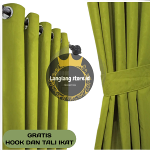 Gorden Smokring Elegan dengan Pelapisan Gorden - Warna Abu-abu/Purple/Brown Ukuran 140x100-240cm