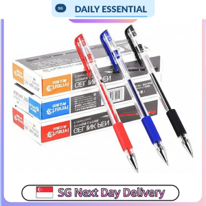 【DAILY ESSENTIAL】 Chanyi 0.5mm Gel Pens 12-Piece Box - Black or Red