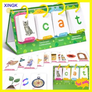 XINGK Trẻ em CVC từ Flashcards Phonics lật biểu đồ từ xây dựng từ nhìn từ hoạt động công cụ học tập ngôn ngữ trị liệu giáo dục đặc biệt