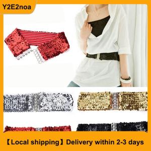 【Local shipping】 Bling Womens Sequins Elastic Stretch Wide Waist Belt Waistband Casual