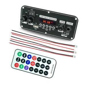 KEBIDU 10W Bluetooth 5.0 MP3 Decoder Board Amplifier Audio Player 3.7V Rechargable DIY MP3 Player FM Radio Module RGB TF USB Mic Record