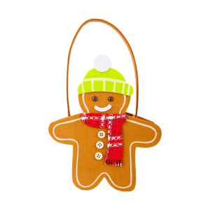 Roomy Reversible Christmas Handheld Bag Gingerbreads Cartoon Pattern Washable Cloth Materials Portable Carry For Festival Season Storage