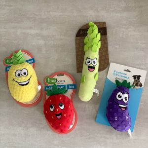 Plush Pet Dog Puppy Soft Ball Toy Squeaker Sound Squeaky Pineapple Strawberry Brinjal Eggplant Asparagus Fruit Vege Food