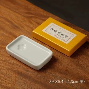 Portable Ceramic Paint Palette Ink Plate Chinese Calligraphy Inkstone Tray Watercolor Painting Art Craft Drawing Accessory