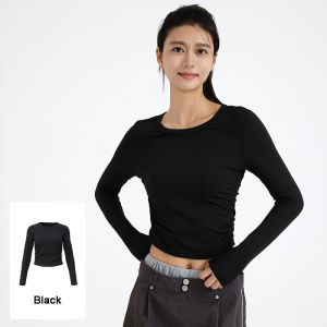 Women Yoga Shirts Long Sleeve Fitness Running Gym Crop Top Workout Dry Fit Breathable High Elastic Workout Tops Sports Shirts