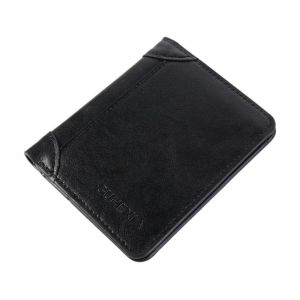 DINAH Solid Color 2 Fold Wallets Leather Urban Recreational Style Mens Short Wallet Fashion ID Badge Holder Anti-theft Cash Bag Men