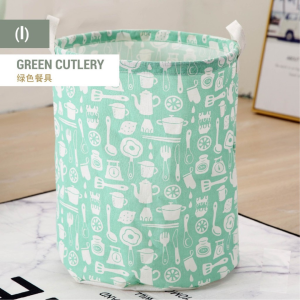 Ready Stock Long Cylinder Large Big Waterproof Foldable Laundry Basket with Handle Bucket Bag Box Storage Organizer Household Bedroom Bathroom Toilet Balcony Clothing Dirty Clothes Washing Machine Dobi White Grey Black Marble Green Animal Flower Cheap