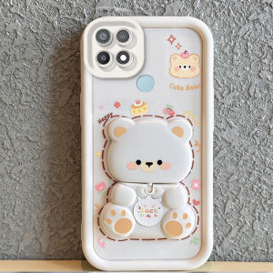 PBZZ Case for oppo a15 a15s a35 phone casing anxiety Softcase Silicone shockproof Cover new design aesthetic cute bear with holder for girls JTXXZJ9