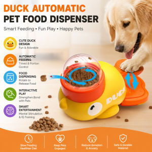 [SG] Cartoon Duck Design Anti-slip Pet Automatic Feeder Toys for Dog Training Puzzle Interactive Food Treat Dispenser