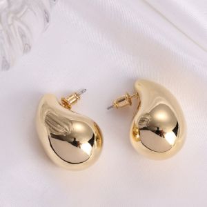 Stainless Steel Gold Plated Tear Drop Earrings Dupes for Women Lightweight Smooth Metal Waterdrop Hoop Earrings Trendy Jewelry
