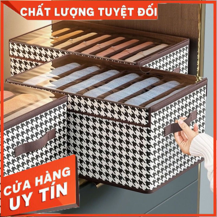 Hộp đựng chia ngăn quần áo có nắp trong suốt và có thể gấp gọn | Lazada.vn