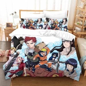 XY COD 3 IN 1 NARUTO Bedsheet Set Queen Size Bed Sheet Japanese Anime Sasuke Bedroom Comfortable Washable Double Pillowcase Set ne gift YX