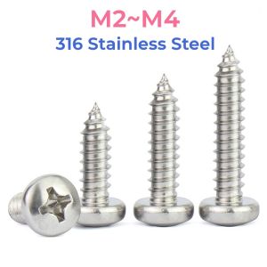 316 Stainless Steel Cross Phillips Pan Round Head Self Tapping Wood Screw M2 M2.2 M2.6 M3 M4 Length 4mm~80mm