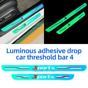 SEAMETAL 4Pcs Car Step Sticker Luminous Sill Strip Anti-collision Protector Strip Waterproof Anti Scratch Stickers