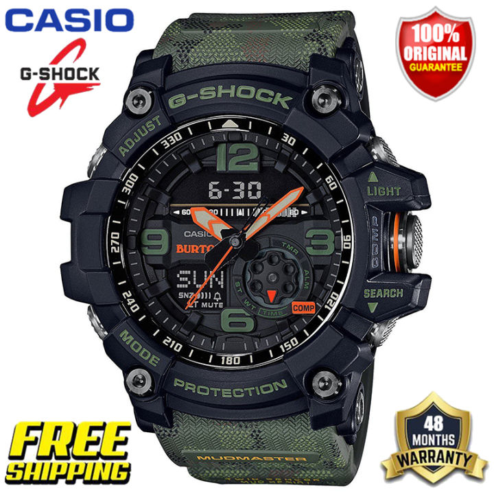 Original G Shock BURTON MUDMASTER GG1000 Men Sport Watch Dual Time Display World Time Chronograph Compass