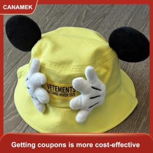 【CANAMEK】 Phim Hoạt Hình Mickey Palm Hat Kawaii Ngư Dân Mũ Cho Phụ Nữ Mùa Hè Ngoài Trời Kem Chống Nắng Cap Di Động Xô Hat Quà Tặng Sinh Nhật