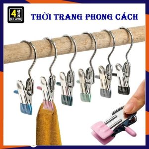 Móc Kẹp Đơn Treo Quần Áo Mũ Nón Tất Vớ Bằng Inox Bọc Nhựa PVC Chắc Chắn Tiện Ích - Móc Kèm Kẹp Treo Đồ Đa Năng Tiết Kiệm Diện Tích