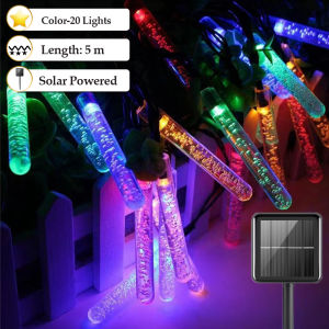 Solar Christmis Lights Fairy Lights Tube String Lights Outdoor Waterproof Solar Christmas Decoration for Home Camping Courtyard Garden Balcony LED Ambient Light for Holiday Wedding Birthday Party Halloween New Year Mothers Day Easter Thanksgiving