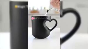 Heart-Shaped Color Changing Magic Ceramic Mug Temperature Activated Reveals Red Hearts with Hot Drinks Valentines Day Heart Shaped Handle Ceramic Coffee Cup Romantic Gifts (1 pcs)