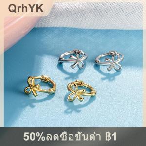 【QrhYK】 1คู่สไตล์เกาหลี bowknot ต่างหูขนาดเล็กที่เรียบง่ายแฟชั่นประณีตโบว์ห่วงหูสำหรับผู้หญิงเครื่องประดับเจาะหูเครื่องประดับ