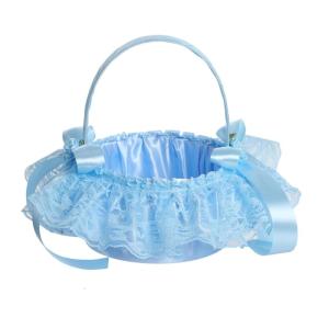 ที่ใส่ช่อดอกไม้เจ้าสาวตะกร้าเอนกประสงค์กุหลาบพลาสติกและผ้าต่วนมีสไตล์เหมาะสำหรับพิธีเฉลิมฉลองแบบ DIY