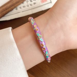 MIIQNUS Hoa rỗng Vòng tay Cloisonne cổ điển Men Truyền thống Vòng tay nữ Hawaii Trung Quốc Vòng tay hoa Trung Quốc Quà tặng cho phụ nữ và các bạn gái.