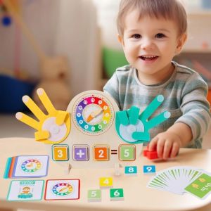 BABYBANG Educational Toys Clock Finger Operation Kids Toy Puzzle Montessori Clock Finger Numbers Math Toy Cognition Matching Game Model Children Counting Toys Learn To Tell Time