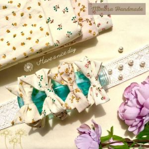 scrunchies nơ họa tiết hoa vintage xinh xắn