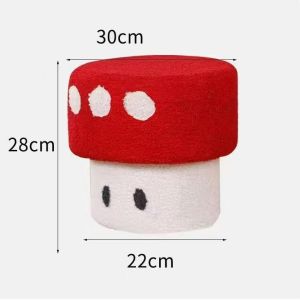 Plush Mushroom Stool Cute Short Stool Household Living Room Creative Shoe Changing Stool Footrest Stool Small Stool