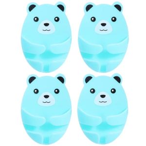 4Pcs Wall Mounted Power Outlet Plug Storage Hook Cute Bear Shaped Power Cord Storage Fixing Device Bathroom Kitchen Organizer