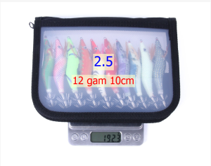 Mồi câu tôm giả có dạ quang có bi bên trong nguyên bộ 10 con 10 màu câu mực biển hiệu quả