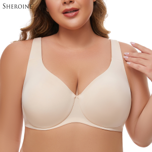 Sheroine Plus Size Underwire Bra Minimizer Full Coverage Seamless Unlined Bras for Women Unpadded Everyday Support Comfort2026