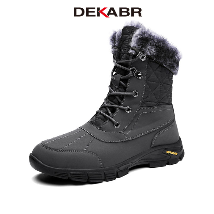 DEKABR Fashion Casual Mens Shoes Warm Plush Boots Lace Up Non-Slip Handmade  Comfortable Fur Waterproof Snow Boots Size 38-48 Lazada PH