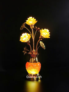 Đôi đèn thờ 3 bông lưu ly-40cm ( đèn đổi màu)