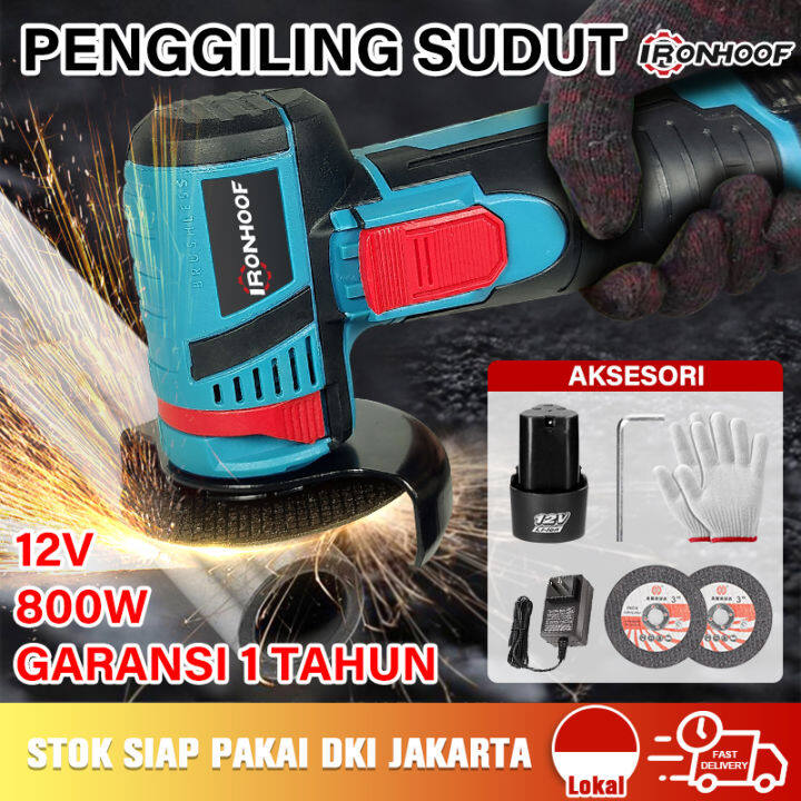 Ironhoof Mini Cordless Mesin Gerinda Tangan Brushless Angle Grinder