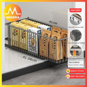 MIZONA Pull Out Storage Rack Cabinet Organizer With Sliding Rail for Kitchen Utensil And Household Storage Rak Simpanan Tarik