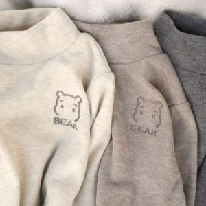 เสื้อยืดเด็กผู้ชายเสื้อยืดเด็กกลางฤดูหนาวเด็กชายครึ่งคอสูงรักษาความอบอุ่นภายในเสื้อเด็กหญิงเสื้อยืดเด็กหญิง