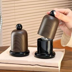 MILAN Retro Toothpick Holder with Ball Top Plastic Dental Floss Case Toothpick Organizer Chinese-Style Toothpick Box Living Room Decor