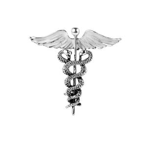 GENENIC Party Fashion Enamel Metal Caduceus Collar Clothing Rod Snake Corsage Accessories Brooch Pins Jewelry