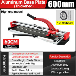 DEKES Heavy Duty Manual Tile Cutter 600mm Metal Structure Dust free operation Cemented Carbide Manual Floor Heavy Duty Tile Cutting Machine Tile Cutter Small Portable High Precision Cutting Machine