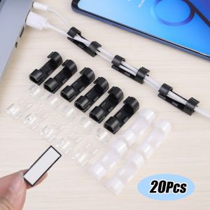 60Pcs Cord Holder Strong Self-Adhesive Wire Tidy Holder Cable Management Clips Wire Tie Cable Clamp Holder Cord Management Organizers