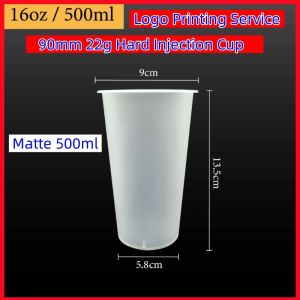 PP Thick Cup 500ml-15g 700ml-22g Matte Transparent Plastic PP Injection cup with Clear Transparent Cup 25 Pcs