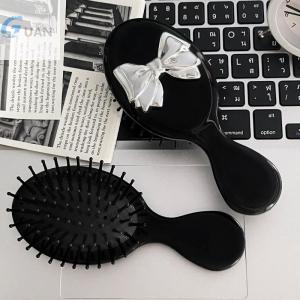 [COD] GUAN หวีผมขนาดเล็กพร้อมกระจกพับได้หวีนวดพกพาได้สำหรับผู้หญิงแปรงผมสีดำหวีโบคอร์นเครื่องมือจัดแต่งทรงผม