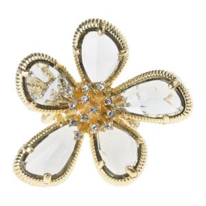 แหวนดอกไม้ไรน์สโตนเกาหลีขนาดใหญ่สำหรับผู้หญิงวินเทจแหวน Y2K หวานของขวัญสไตล์มิตรภาพ90S 00S